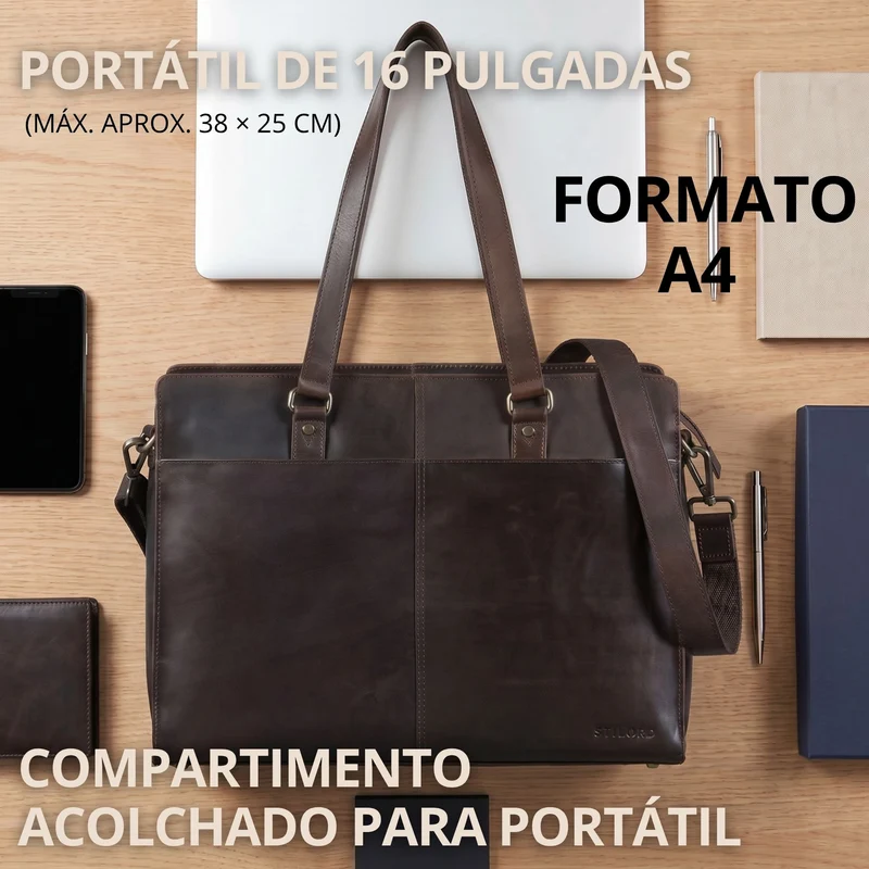 "Andrea" Shopper Tasche Damen Leder groß mit Laptopfach 15,6-16 Zoll