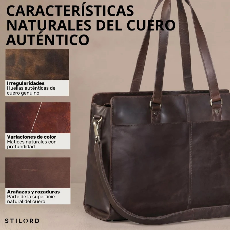 "Andrea" Shopper Tasche Damen Leder groß mit Laptopfach 15,6-16 Zoll