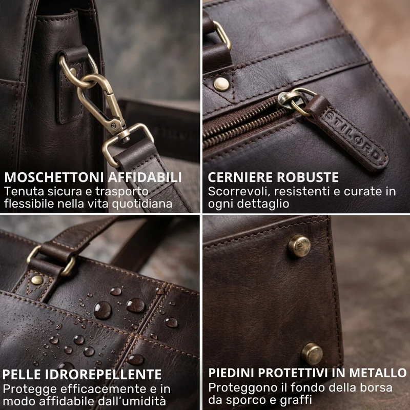 "Andrea" Shopper Tasche Damen Leder groß mit Laptopfach 15,6-16 Zoll