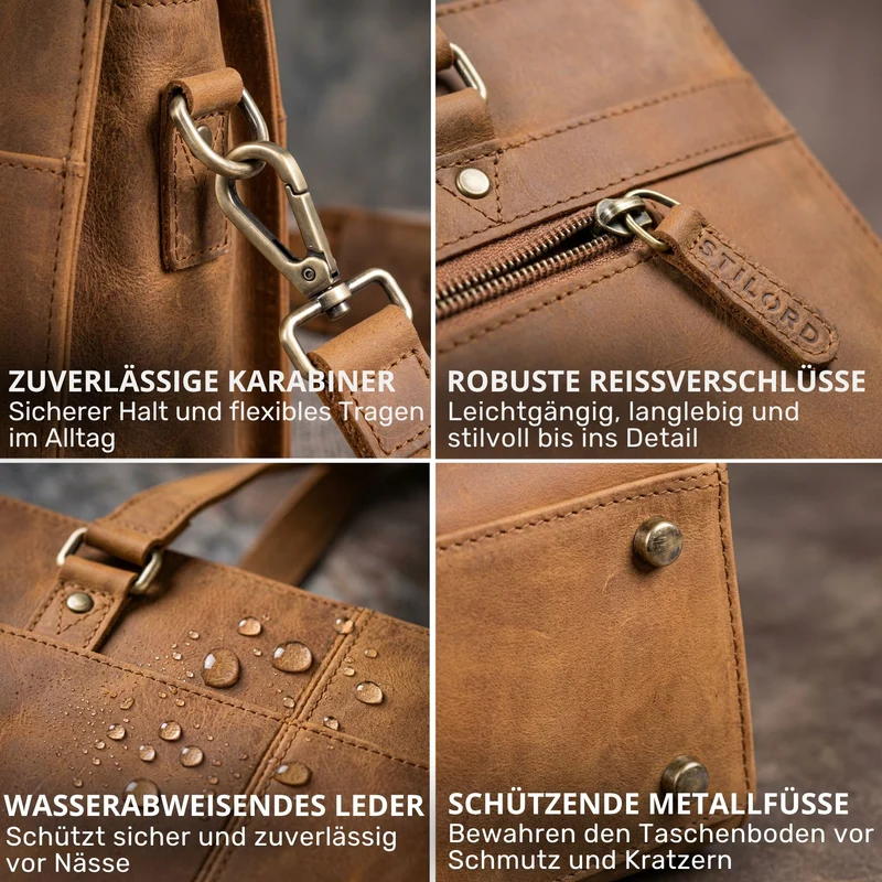 "Andrea" Shopper Tasche Damen Leder groß mit Laptopfach 15,6-16 Zoll