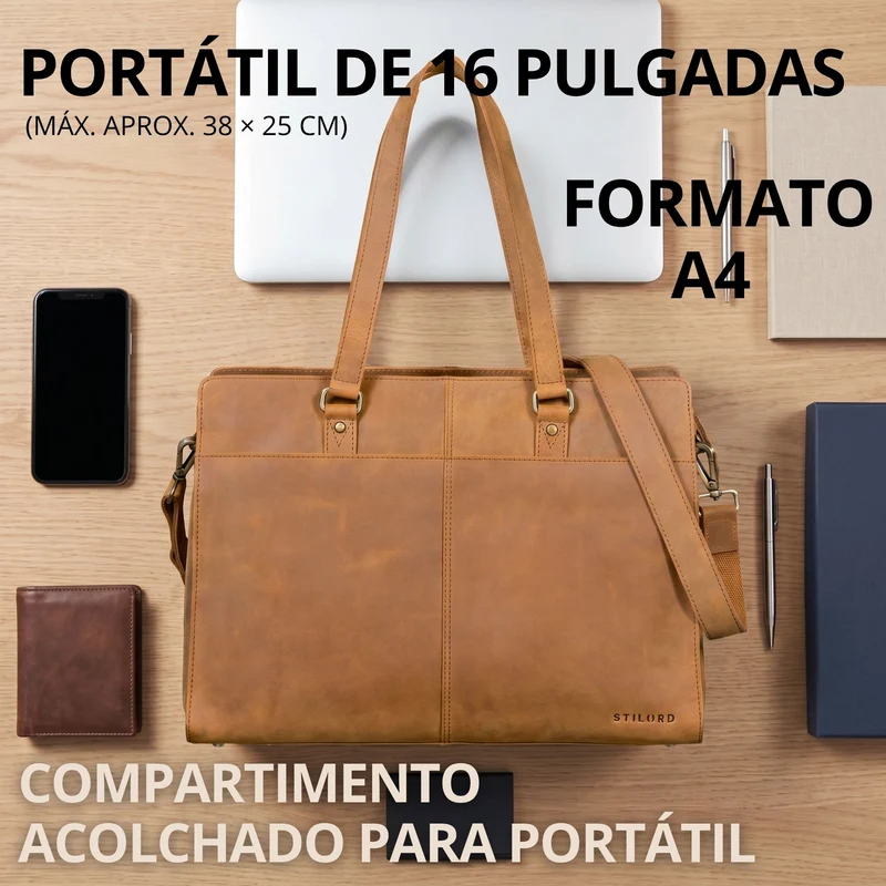 "Andrea" Shopper Tasche Damen Leder groß mit Laptopfach 15,6-16 Zoll