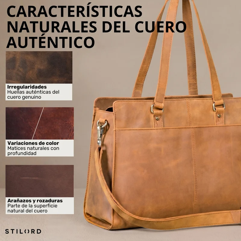 "Andrea" Shopper Tasche Damen Leder groß mit Laptopfach 15,6-16 Zoll