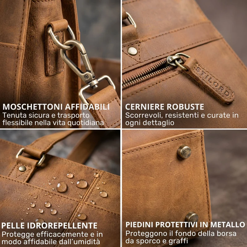 "Andrea" Shopper Tasche Damen Leder groß mit Laptopfach 15,6-16 Zoll