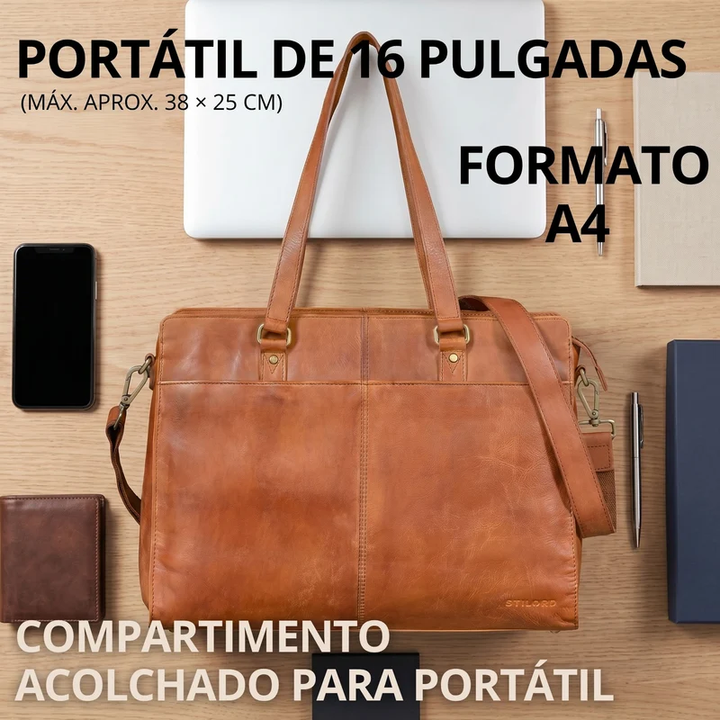 "Andrea" Shopper Tasche Damen Leder groß mit Laptopfach 15,6-16 Zoll