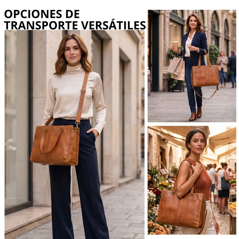 "Andrea" Shopper Tasche Damen Leder groß mit Laptopfach 15,6-16 Zoll