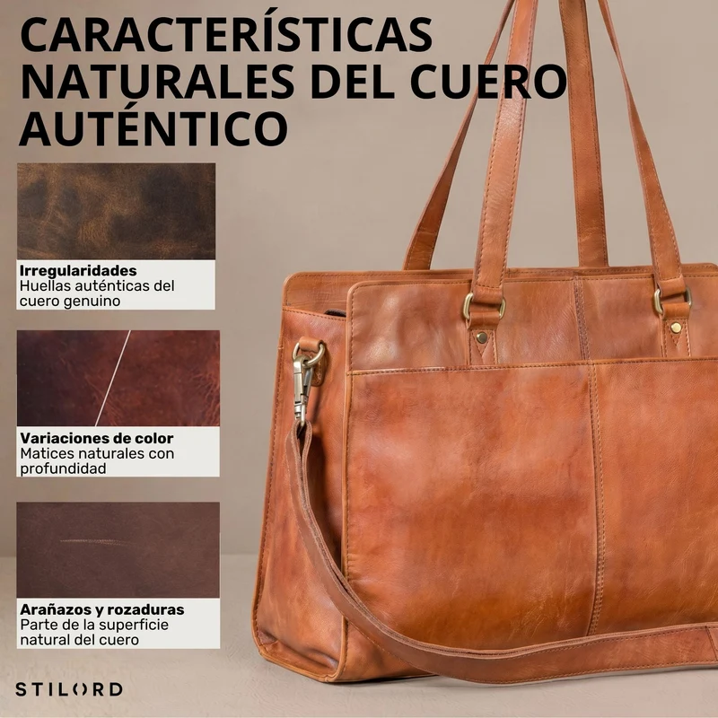 "Andrea" Shopper Tasche Damen Leder groß mit Laptopfach 15,6-16 Zoll