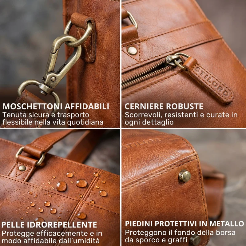 "Andrea" Shopper Tasche Damen Leder groß mit Laptopfach 15,6-16 Zoll
