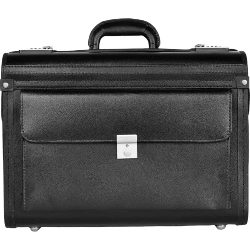 Dermata Pilotenkoffer aus Leder 46 cm -schwarz