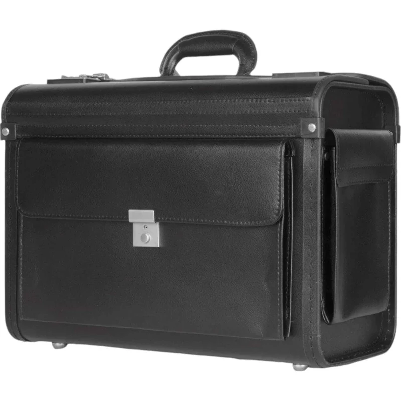 Dermata Pilotenkoffer aus Leder 46 cm -schwarz