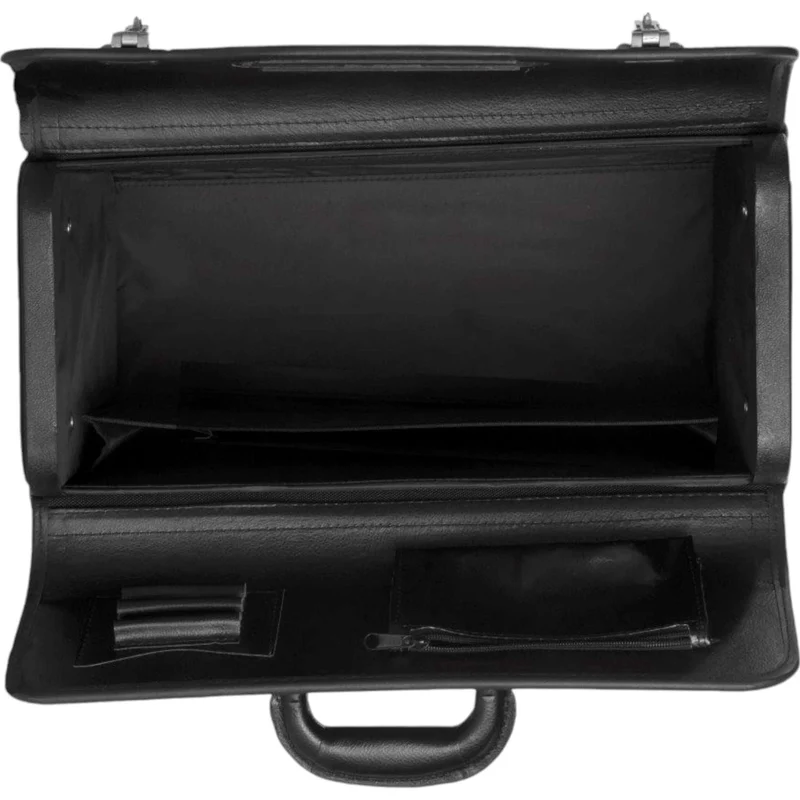 Dermata Pilotenkoffer aus Leder 46 cm -schwarz