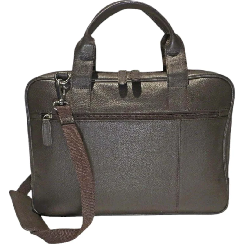 Dermata Laptoptasche aus Vollrindleder 41 cm -dunkelbraun