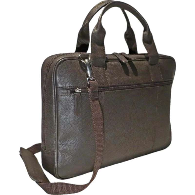 Dermata Laptoptasche aus Vollrindleder 41 cm -dunkelbraun