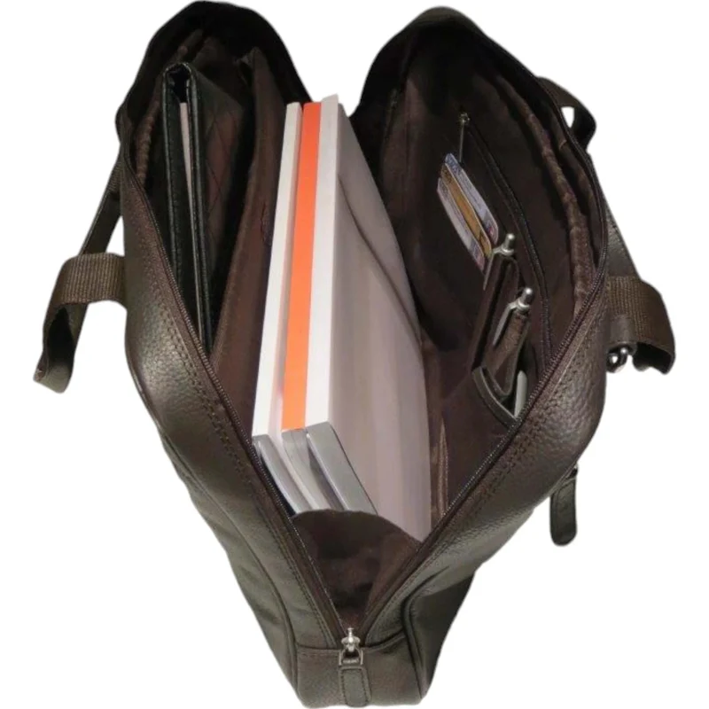 Dermata Laptoptasche aus Vollrindleder 41 cm -dunkelbraun