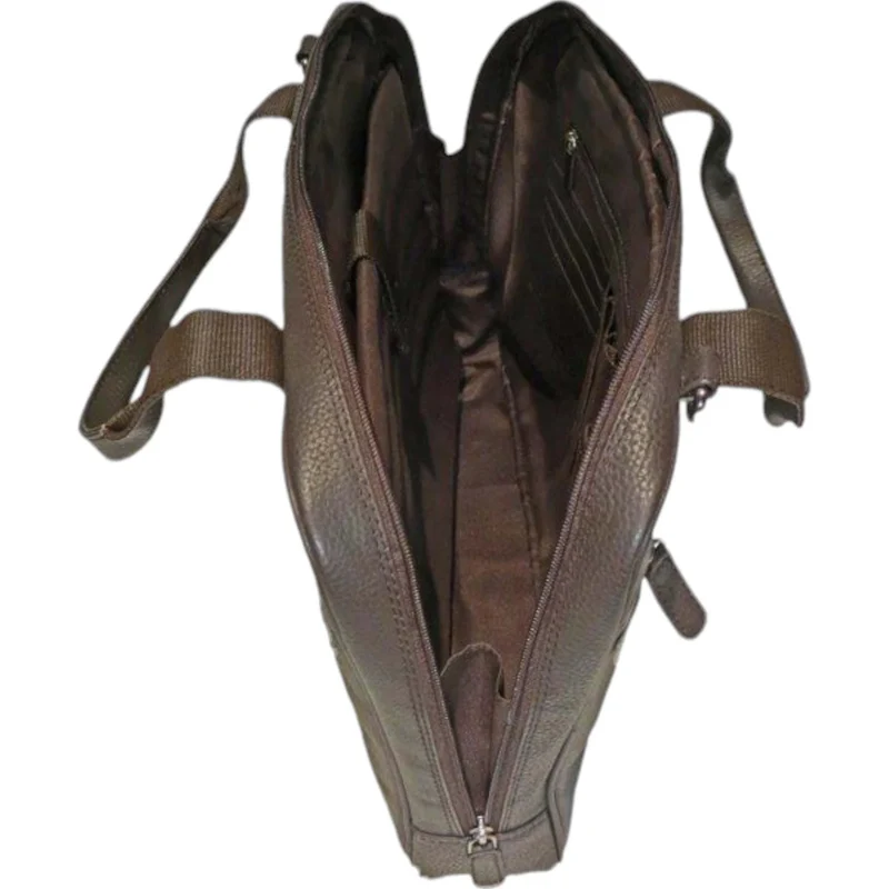 Dermata Laptoptasche aus Vollrindleder 41 cm -dunkelbraun