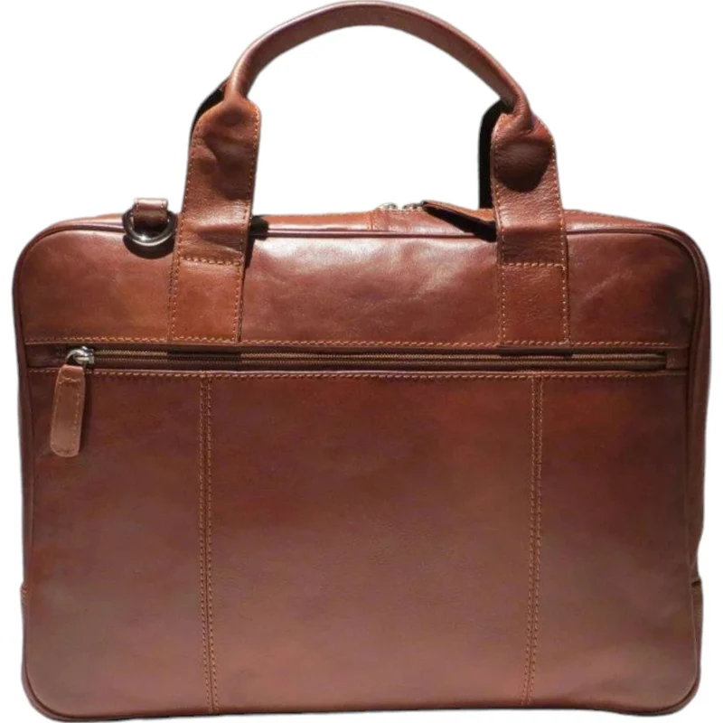 Dermata Laptoptasche aus Vollrindleder 41 cm -cognac