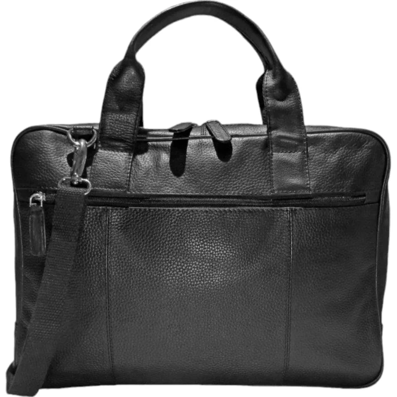 Dermata Laptoptasche aus Vollrindleder 41 cm -schwarz