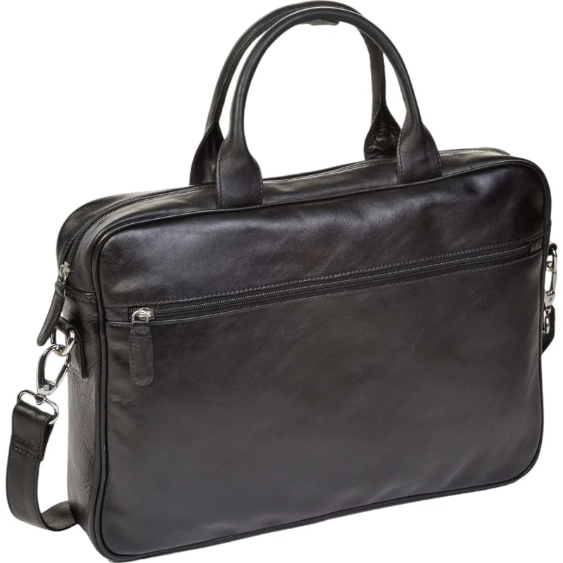 Dermata Laptoptasche aus Vollrindleder 41 cm -schwarz