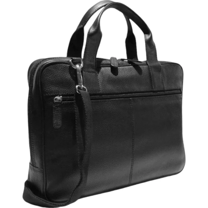 Dermata Laptoptasche aus Vollrindleder 41 cm -schwarz