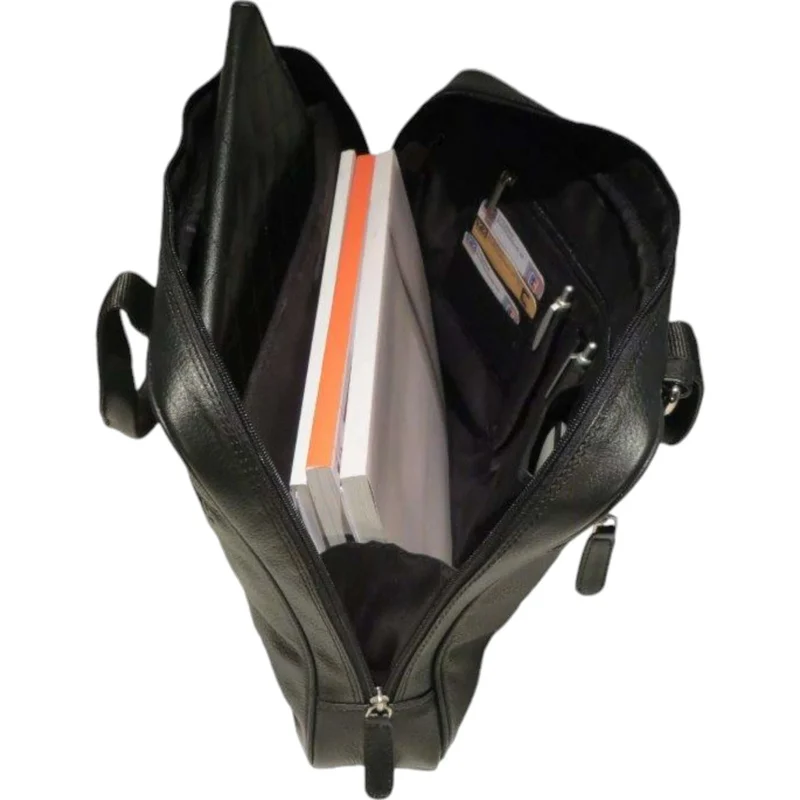 Dermata Laptoptasche aus Vollrindleder 41 cm -schwarz