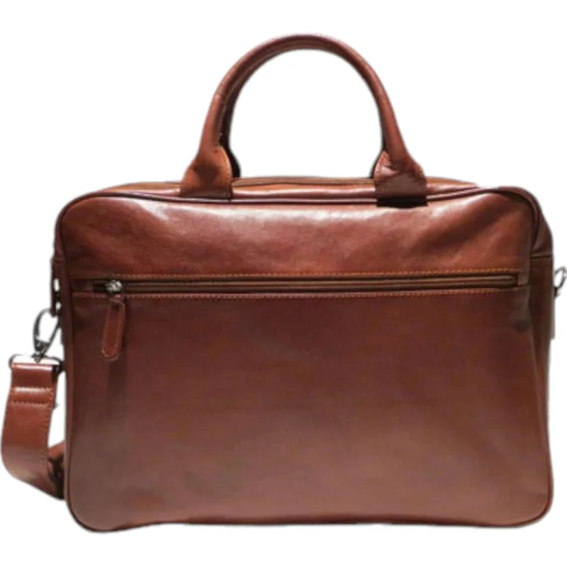 Dermata Aktentasche aus Vollrindleder 41 cm -cognac