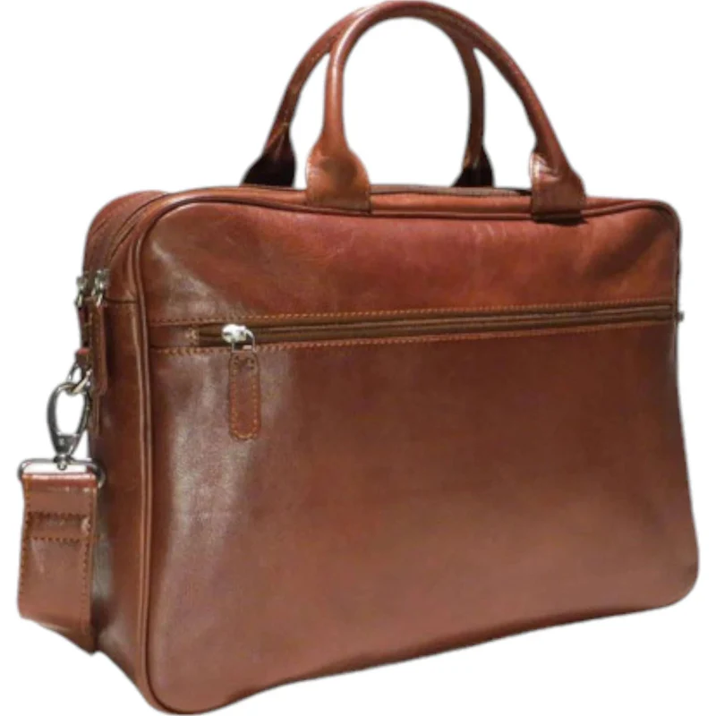 Dermata Aktentasche aus Vollrindleder 41 cm -cognac