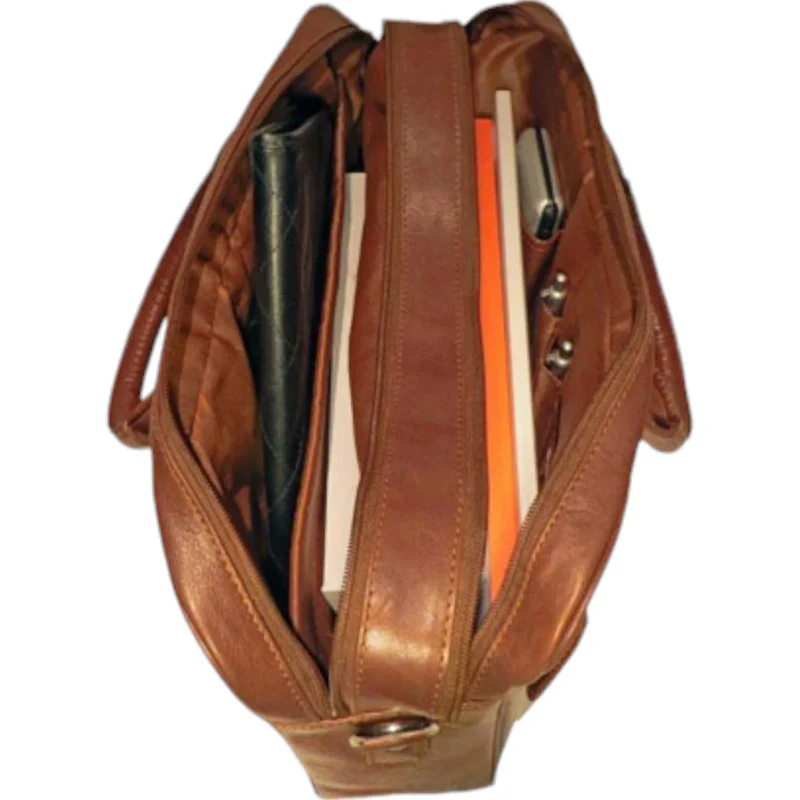 Dermata Aktentasche aus Vollrindleder 41 cm -cognac