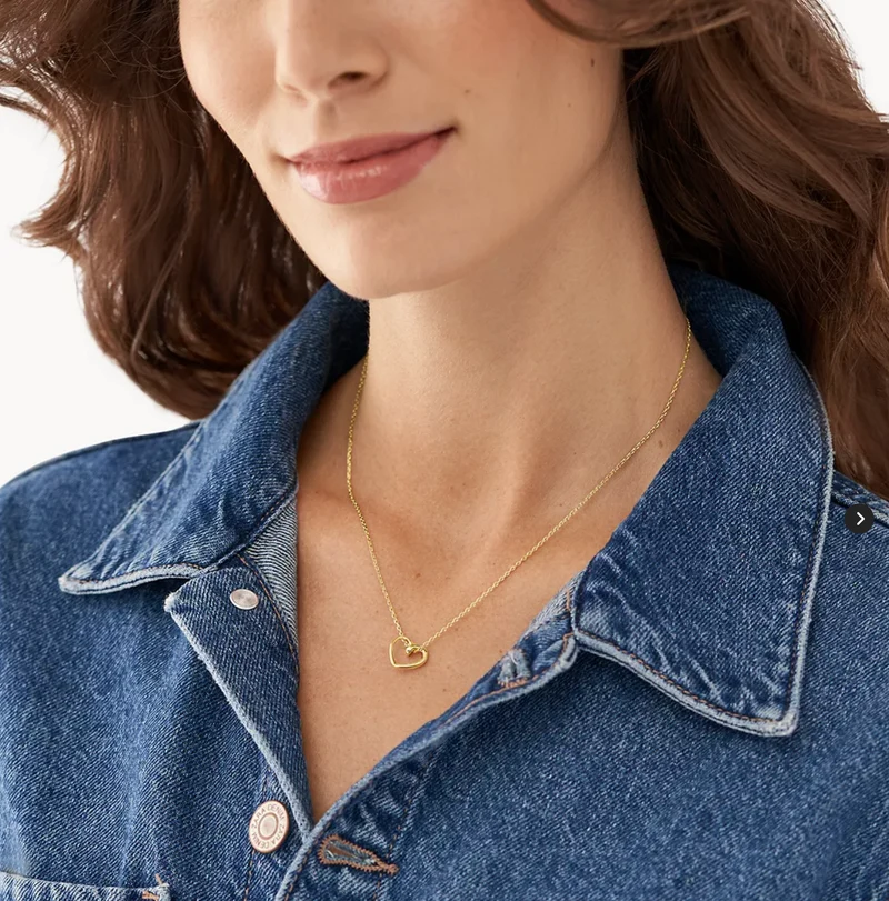 Fossil Halskette Herz Gold - Edelstahl Damen Kette Sale