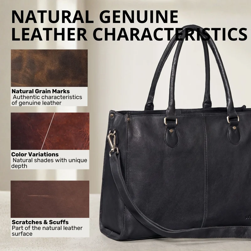 "Betina" Leder Shopper Tasche Damen Groß 15,6 - 16 Zoll Laptopfach