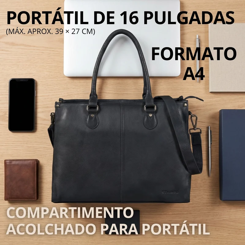 "Betina" Leder Shopper Tasche Damen Groß 15,6 - 16 Zoll Laptopfach