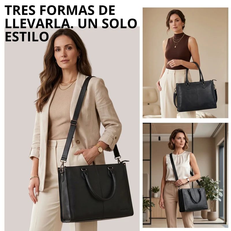 "Betina" Leder Shopper Tasche Damen Groß 15,6 - 16 Zoll Laptopfach