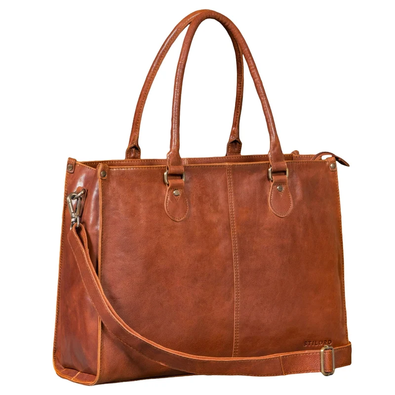 "Betina" Leder Shopper Tasche Damen Groß 15,6 - 16 Zoll Laptopfach
