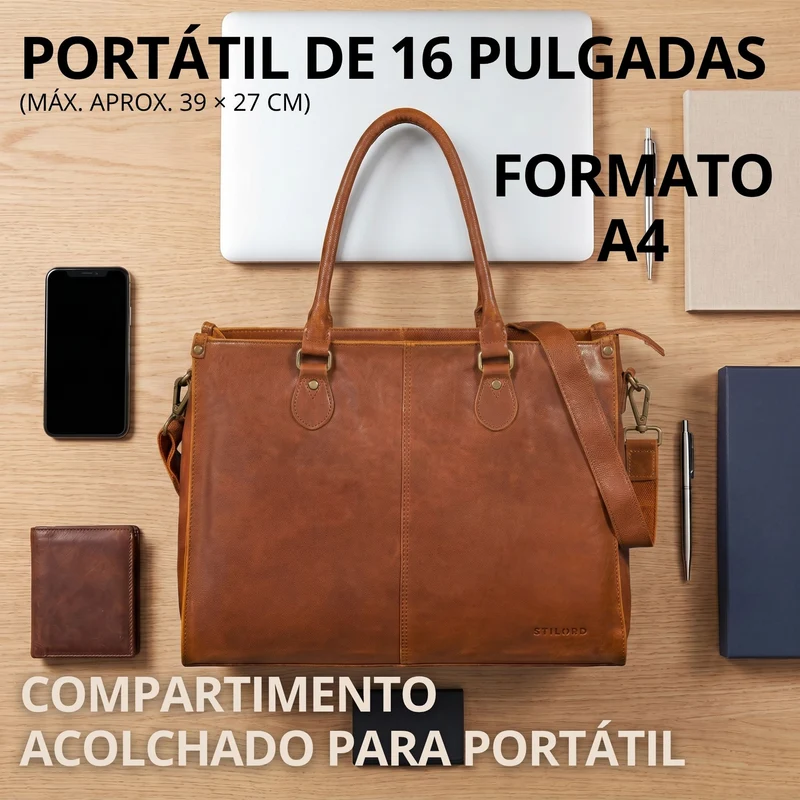 "Betina" Leder Shopper Tasche Damen Groß 15,6 - 16 Zoll Laptopfach