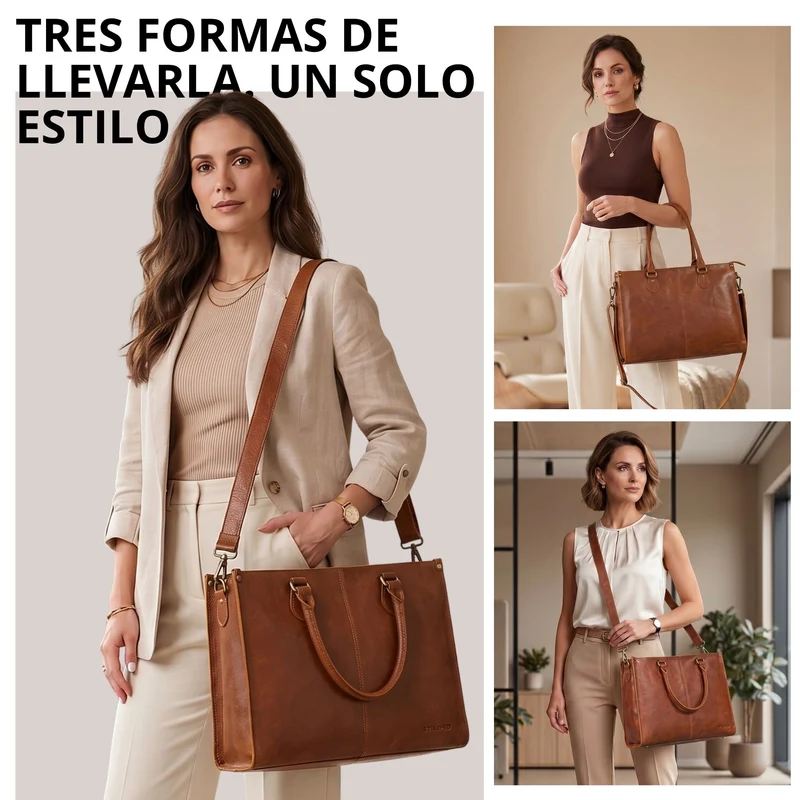 "Betina" Leder Shopper Tasche Damen Groß 15,6 - 16 Zoll Laptopfach