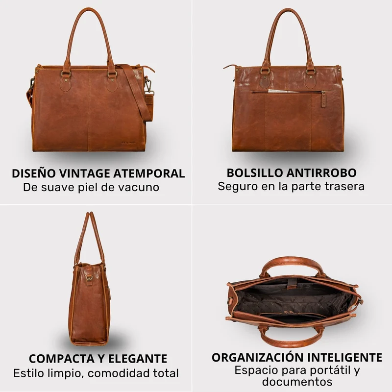 "Betina" Leder Shopper Tasche Damen Groß 15,6 - 16 Zoll Laptopfach
