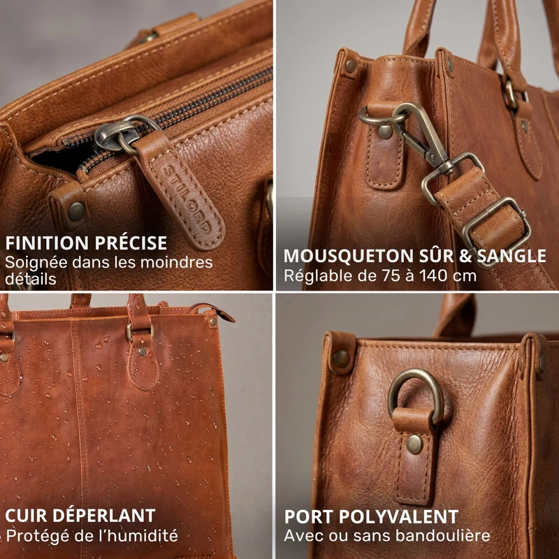 "Betina" Leder Shopper Tasche Damen Groß 15,6 - 16 Zoll Laptopfach