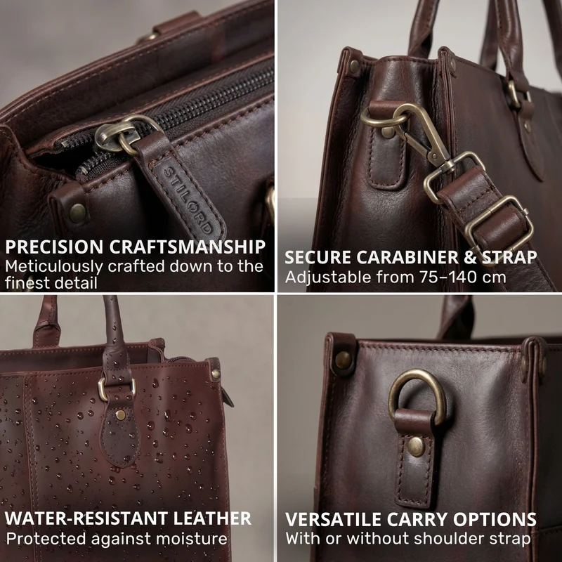 "Betina" Leder Shopper Tasche Damen Groß 15,6 - 16 Zoll Laptopfach