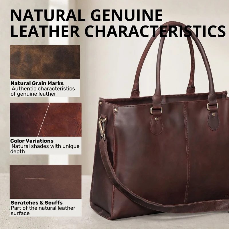 "Betina" Leder Shopper Tasche Damen Groß 15,6 - 16 Zoll Laptopfach