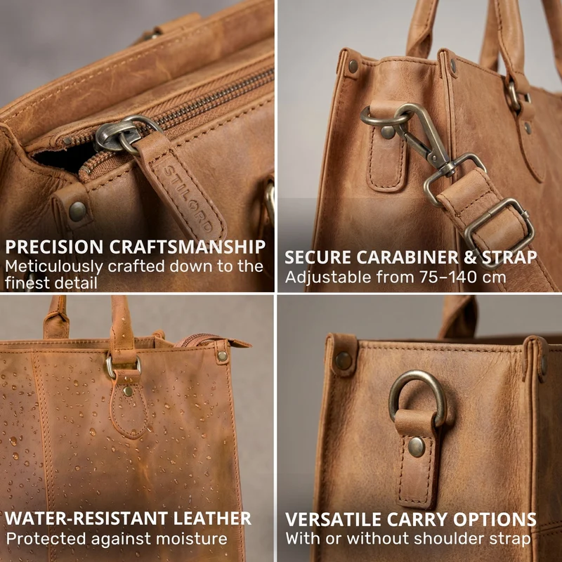 "Betina" Leder Shopper Tasche Damen Groß 15,6 - 16 Zoll Laptopfach