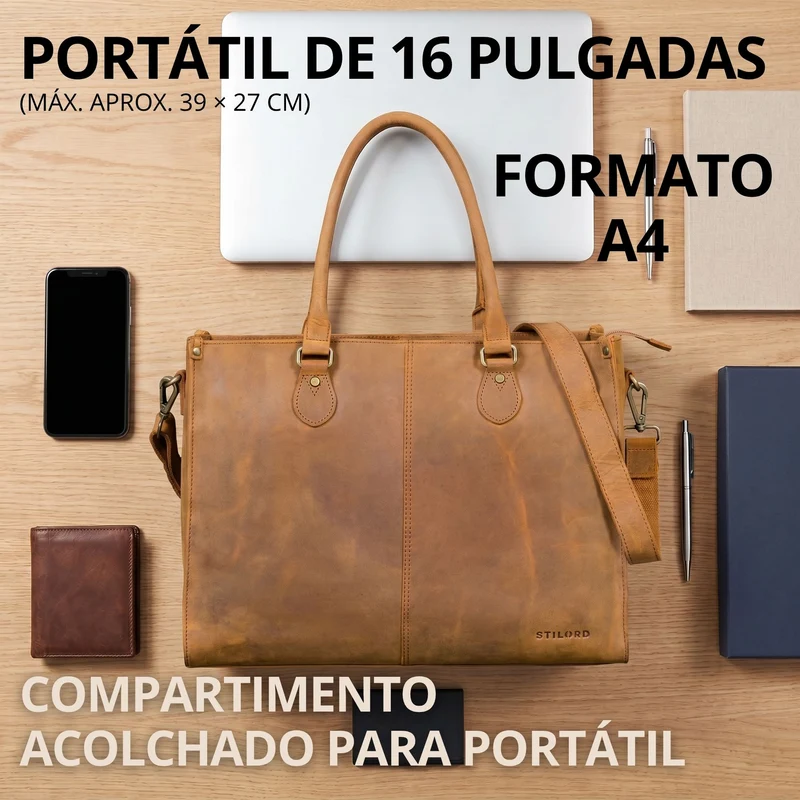 "Betina" Leder Shopper Tasche Damen Groß 15,6 - 16 Zoll Laptopfach