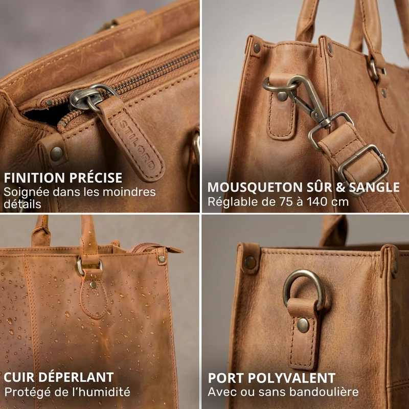 "Betina" Leder Shopper Tasche Damen Groß 15,6 - 16 Zoll Laptopfach