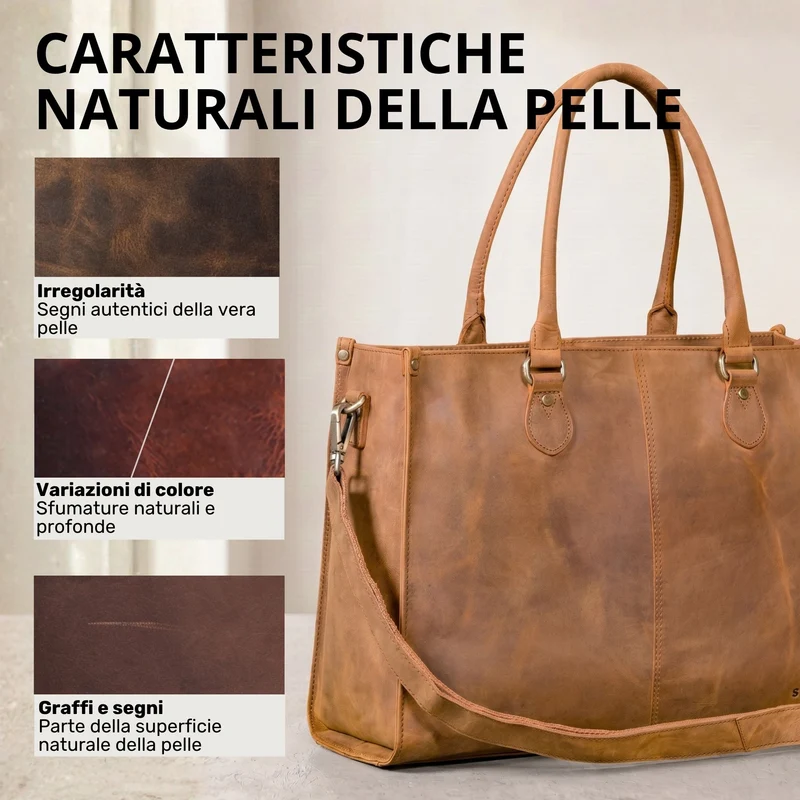 "Betina" Leder Shopper Tasche Damen Groß 15,6 - 16 Zoll Laptopfach