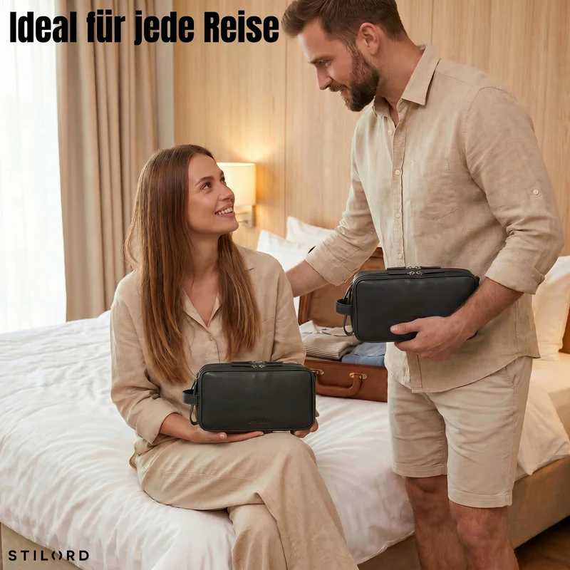 "Barlow" Kulturtasche Herren Damen Leder Groß