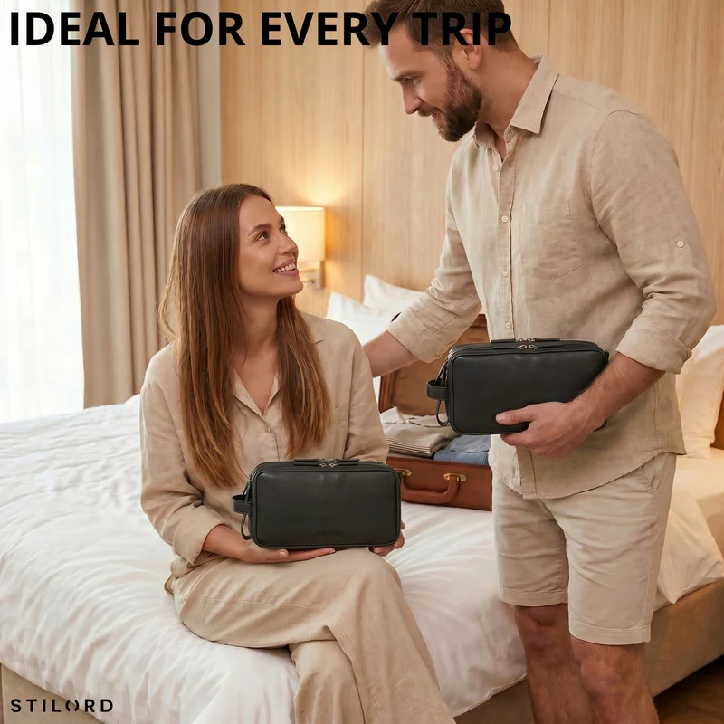 "Barlow" Kulturtasche Herren Damen Leder Groß