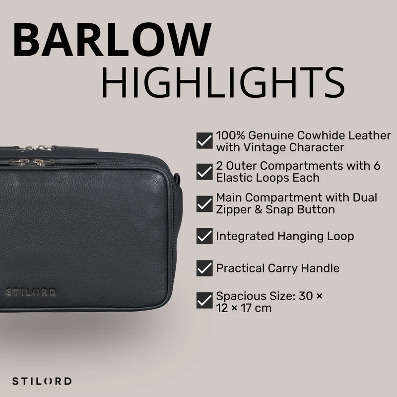 "Barlow" Kulturtasche Herren Damen Leder Groß