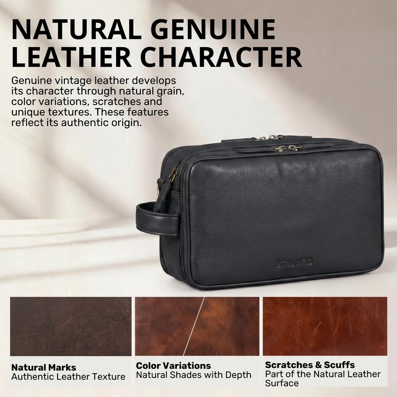 "Barlow" Kulturtasche Herren Damen Leder Groß