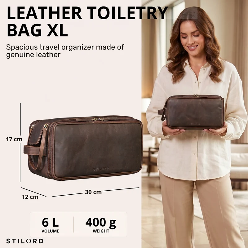 "Barlow" Kulturtasche Herren Damen Leder Groß