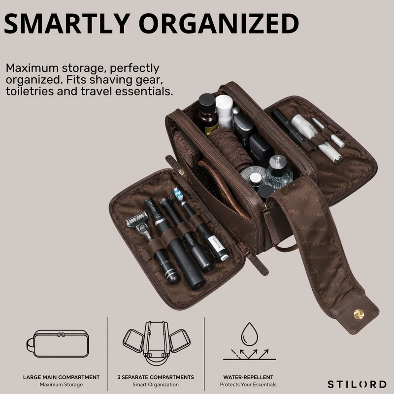 "Barlow" Kulturtasche Herren Damen Leder Groß