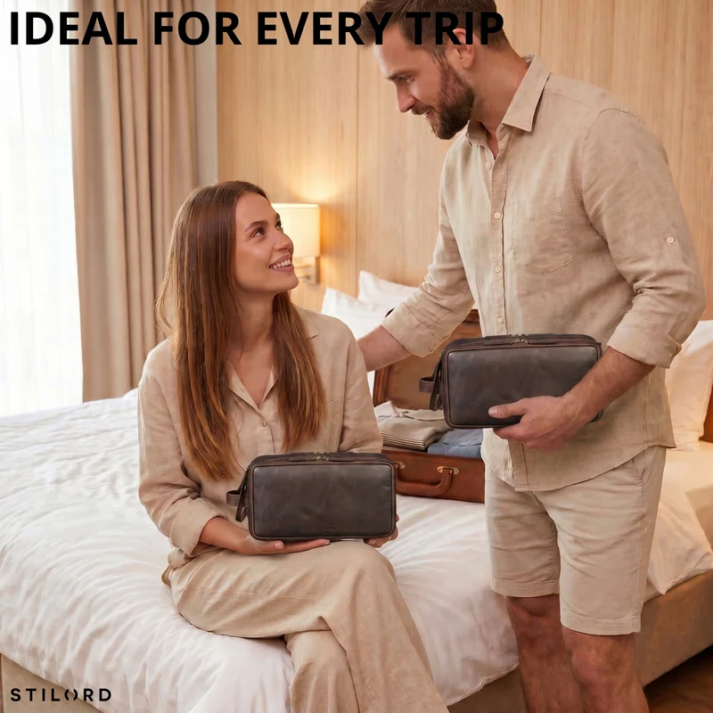 "Barlow" Kulturtasche Herren Damen Leder Groß