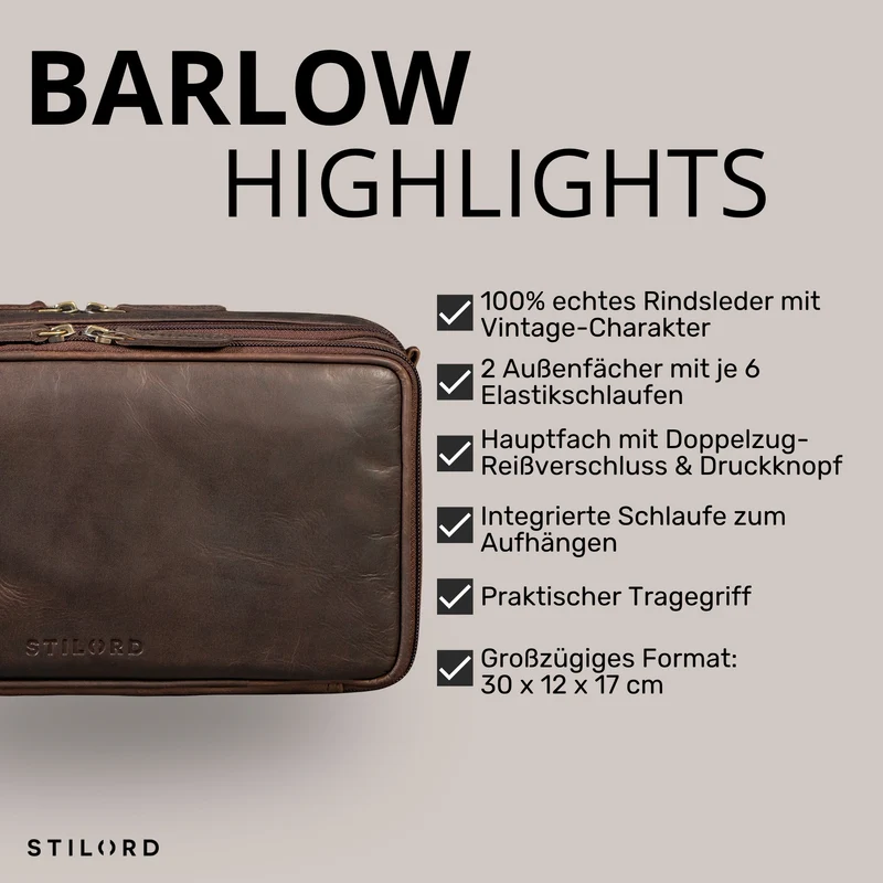 "Barlow" Kulturtasche Herren Damen Leder Groß