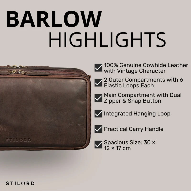 "Barlow" Kulturtasche Herren Damen Leder Groß